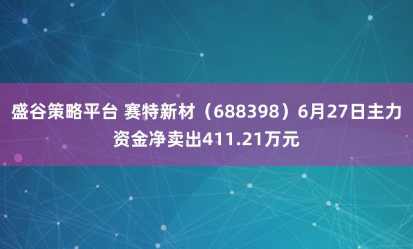 盛谷策略平台 赛特新材（688398）6月27日主力资金净卖出411.21万元
